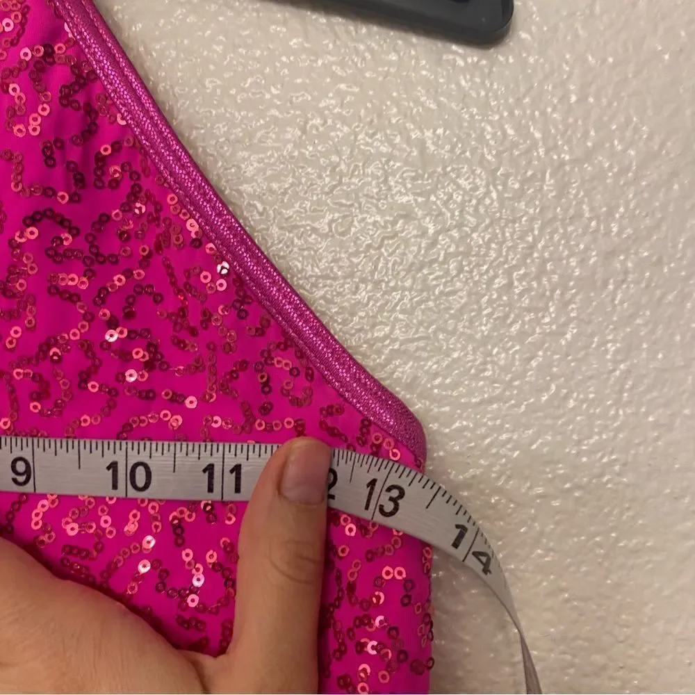 WEISSMAN Balera Dance costume hot pink Sequin Caged Waist Leotard SQ13185 LC